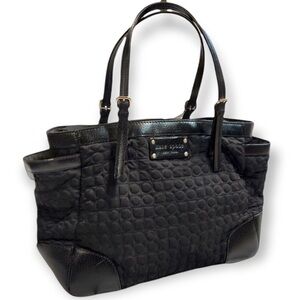 Kate Spade black quilted leather trim diaper bag
